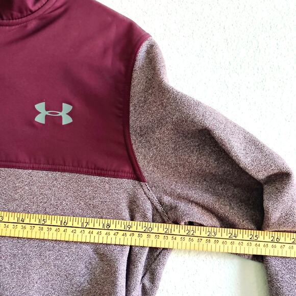 Under Armour Men Medium Maroon 1/4 Zip Fleece Pullover Sweatshirt Coldgear Loose - Picture 5 of 7